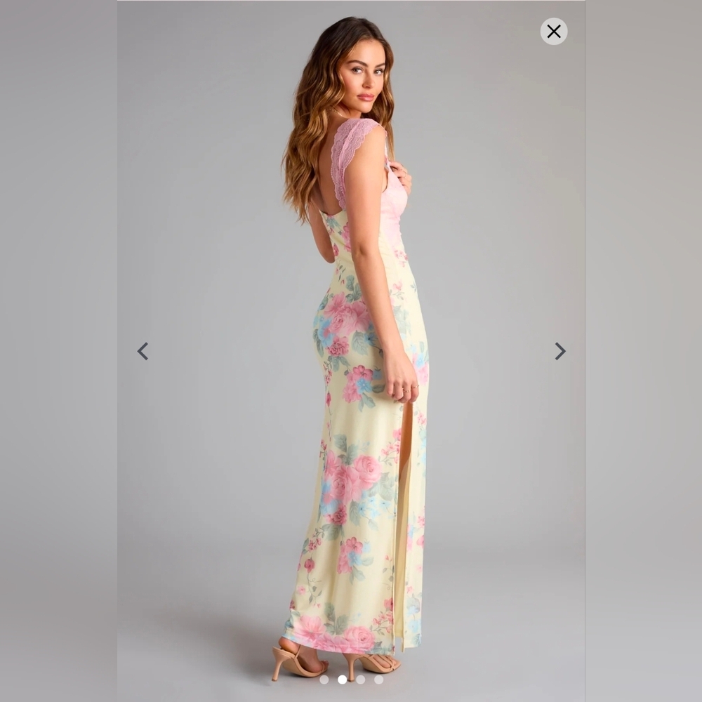 Cottagecore Floral Lace Maxi Dress Romantic Slip Dress Small - Picture 12 of 14